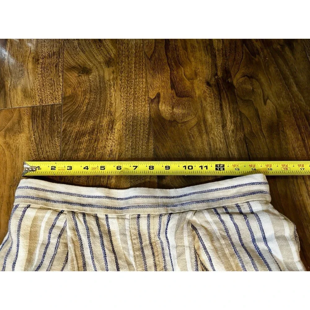 Banana Republic Women's Pants Linen Blend Striped Size S Wide Leg Loose Fit
